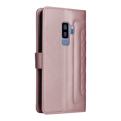 Samsung Galaxy S9+ Diamond Lattice Leather Flip Phone Case - Durable and Convenient Holder with Precision Cutouts