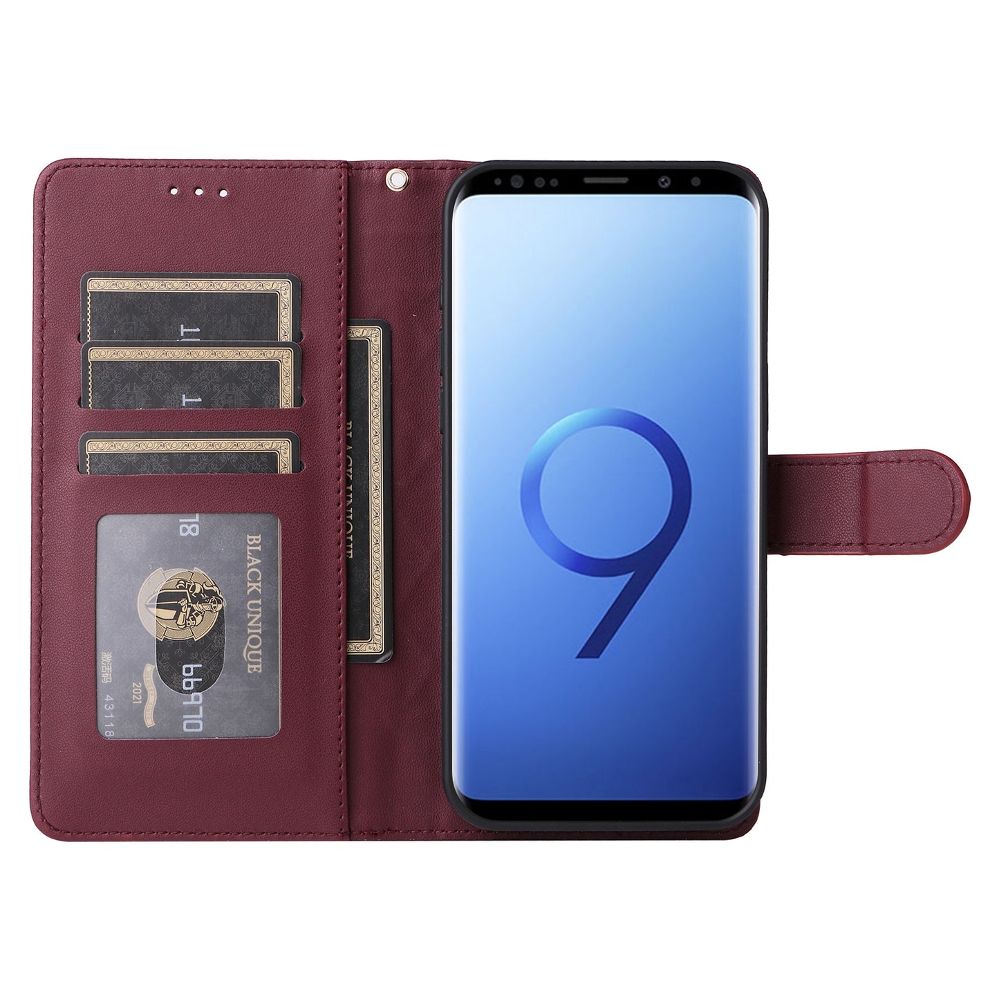 Samsung Galaxy S9+ Diamond Lattice Leather Flip Phone Case - Durable and Convenient Holder with Precision Cutouts