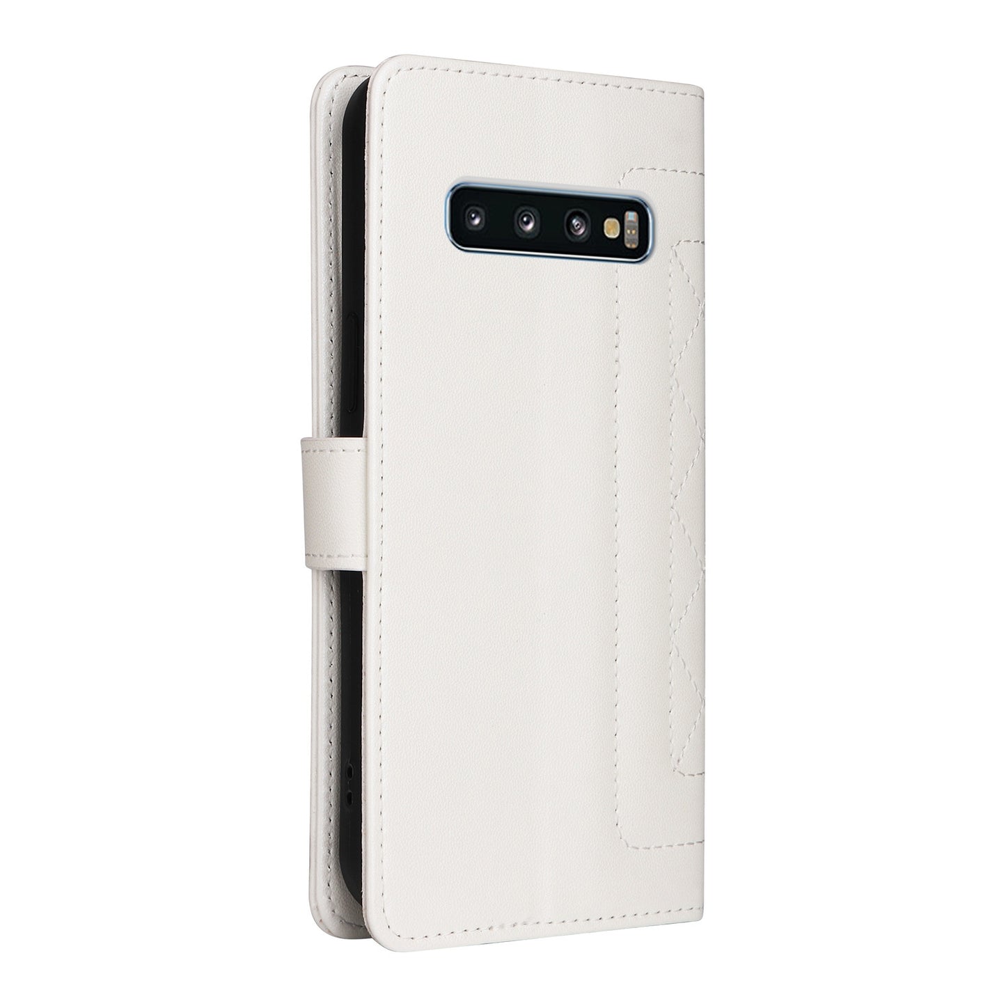 Samsung Galaxy S10 Diamond Lattice Leather Flip Phone Case - Durable and Convenient Holder with Precision Cutouts