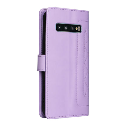 Samsung Galaxy S10 Diamond Lattice Leather Flip Phone Case - Durable and Convenient Holder with Precision Cutouts