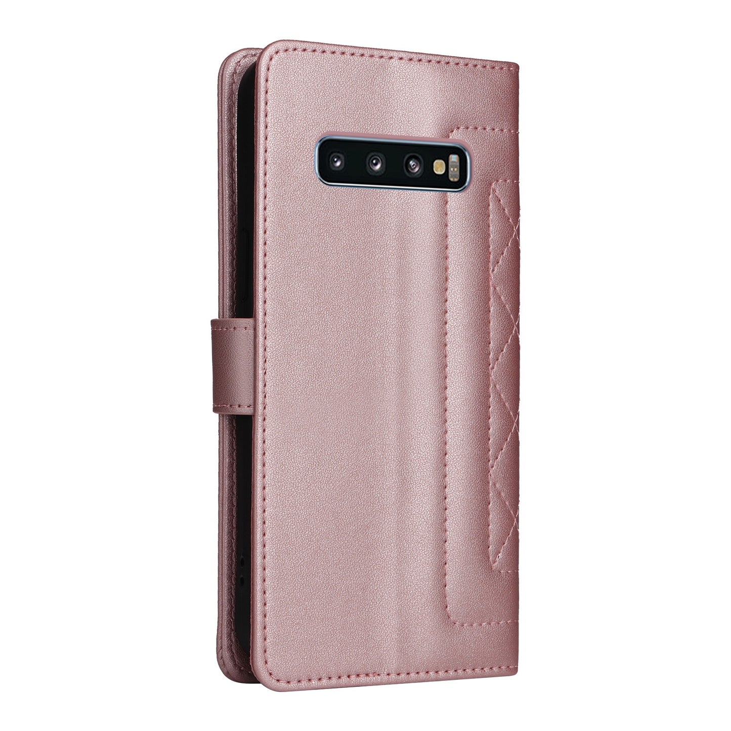 Samsung Galaxy S10 Diamond Lattice Leather Flip Phone Case - Durable and Convenient Holder with Precision Cutouts