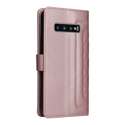 Samsung Galaxy S10 Diamond Lattice Leather Flip Phone Case - Durable and Convenient Holder with Precision Cutouts