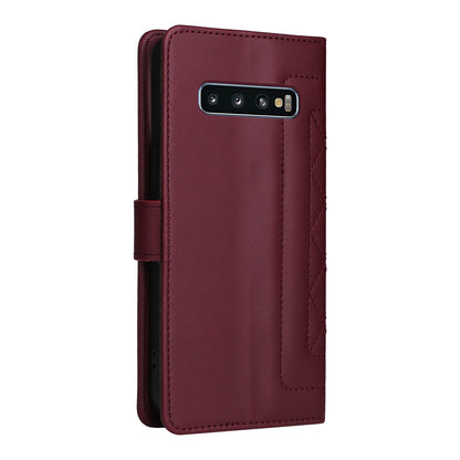 Samsung Galaxy S10 Diamond Lattice Leather Flip Phone Case - Durable and Convenient Holder with Precision Cutouts