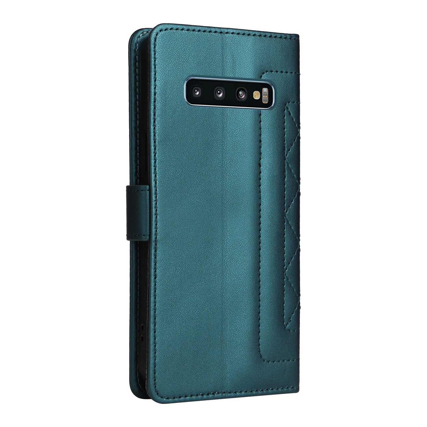 Samsung Galaxy S10 Diamond Lattice Leather Flip Phone Case - Durable and Convenient Holder with Precision Cutouts