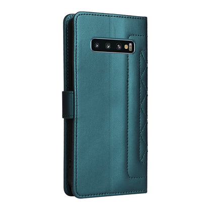 Samsung Galaxy S10 Diamond Lattice Leather Flip Phone Case - Durable and Convenient Holder with Precision Cutouts