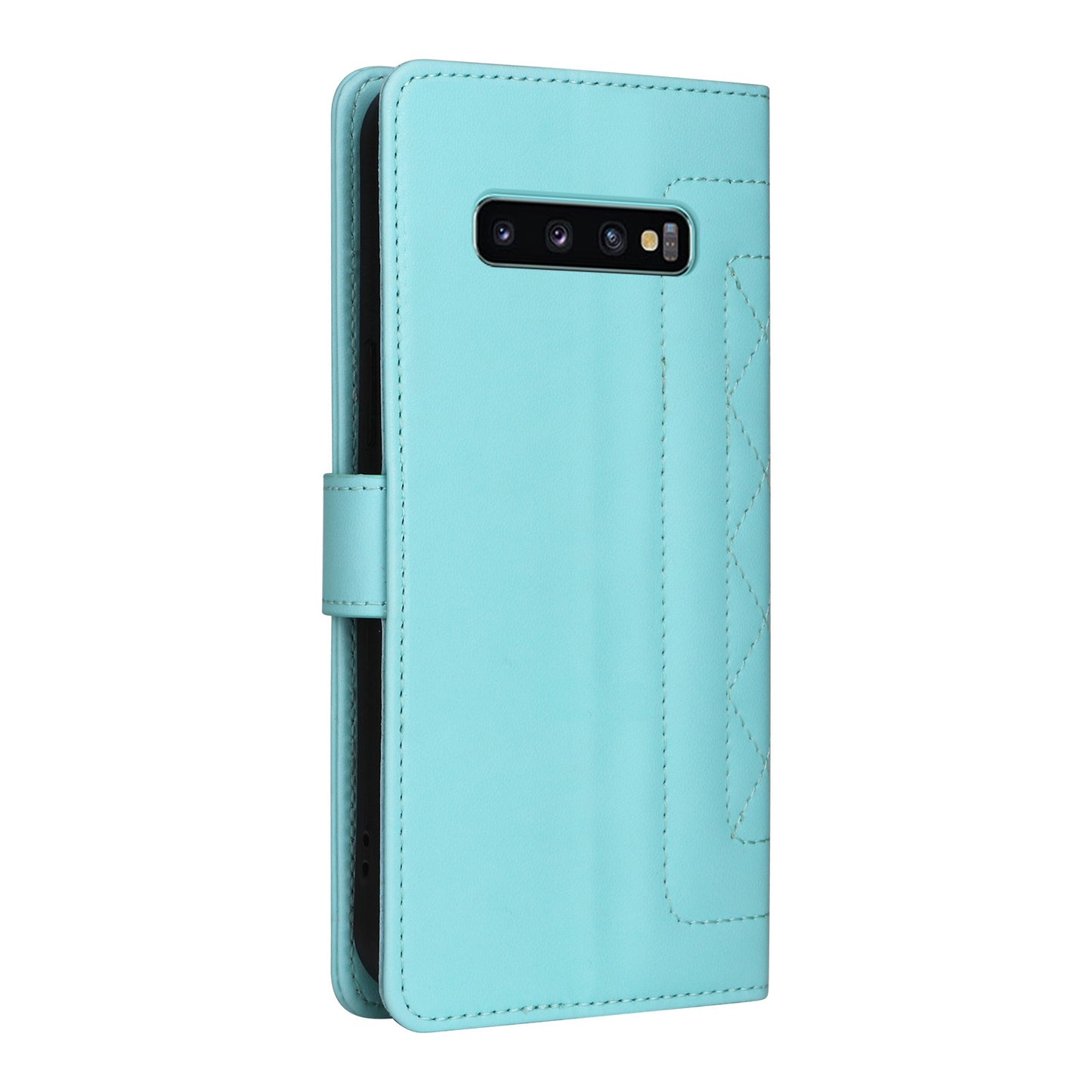 Samsung Galaxy S10+ Diamond Lattice Leather Flip Phone Case - Durable and Convenient Holder with Precision Cutouts