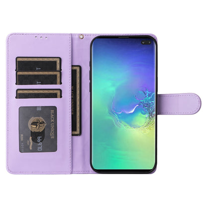 Samsung Galaxy S10+ Diamond Lattice Leather Flip Phone Case - Durable and Convenient Holder with Precision Cutouts
