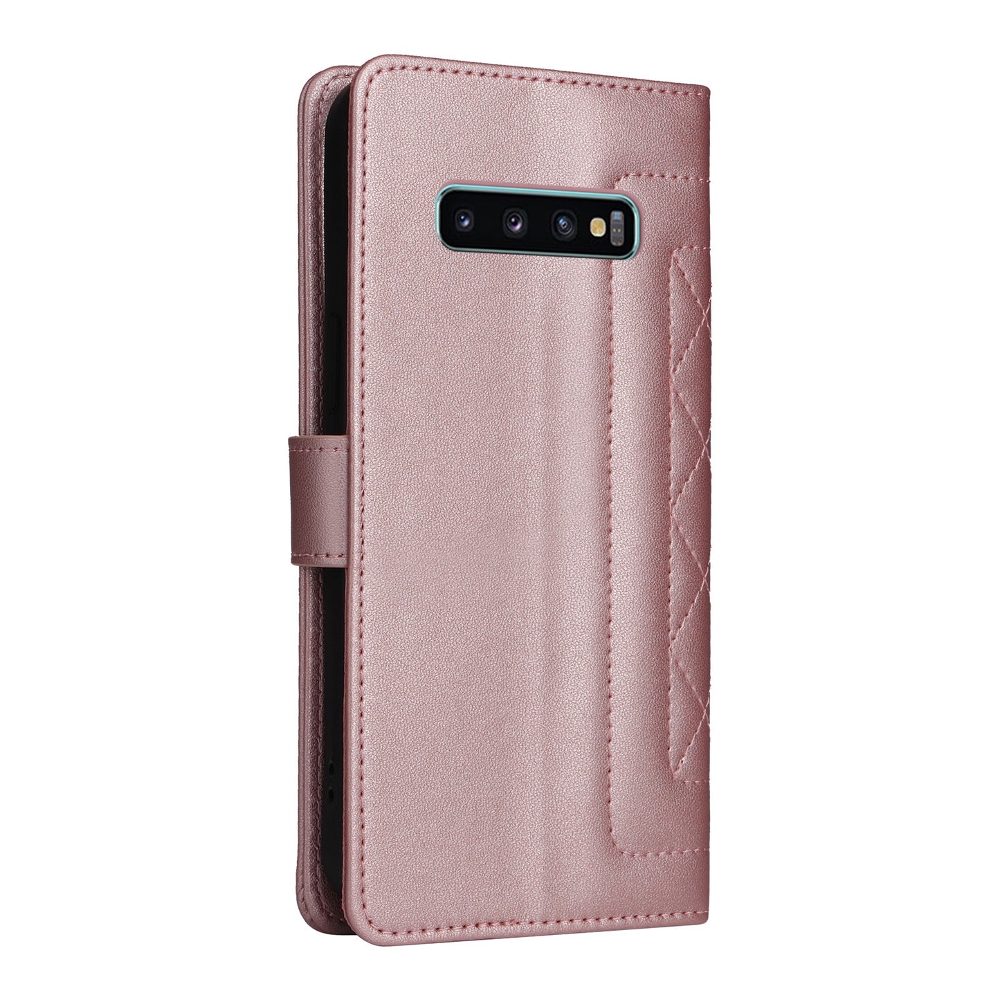 Samsung Galaxy S10+ Diamond Lattice Leather Flip Phone Case - Durable and Convenient Holder with Precision Cutouts