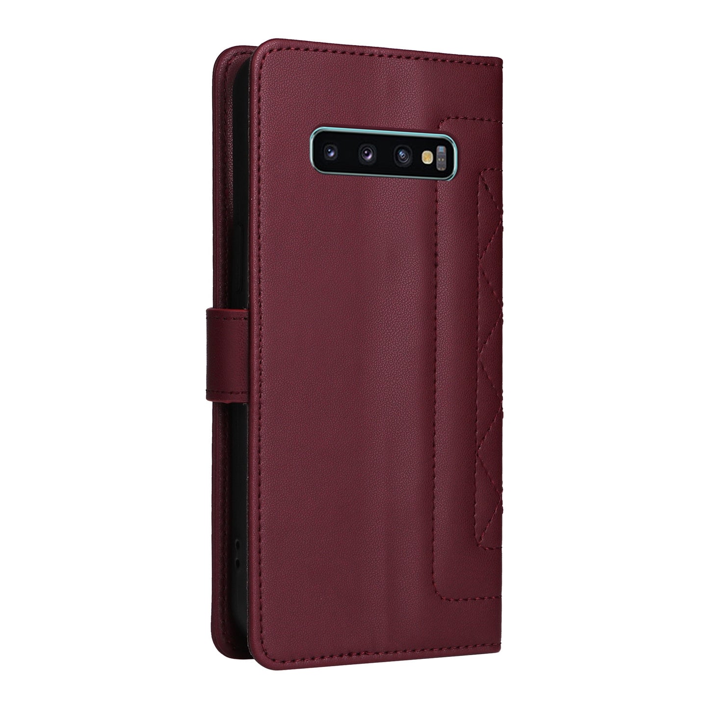Samsung Galaxy S10+ Diamond Lattice Leather Flip Phone Case - Durable and Convenient Holder with Precision Cutouts
