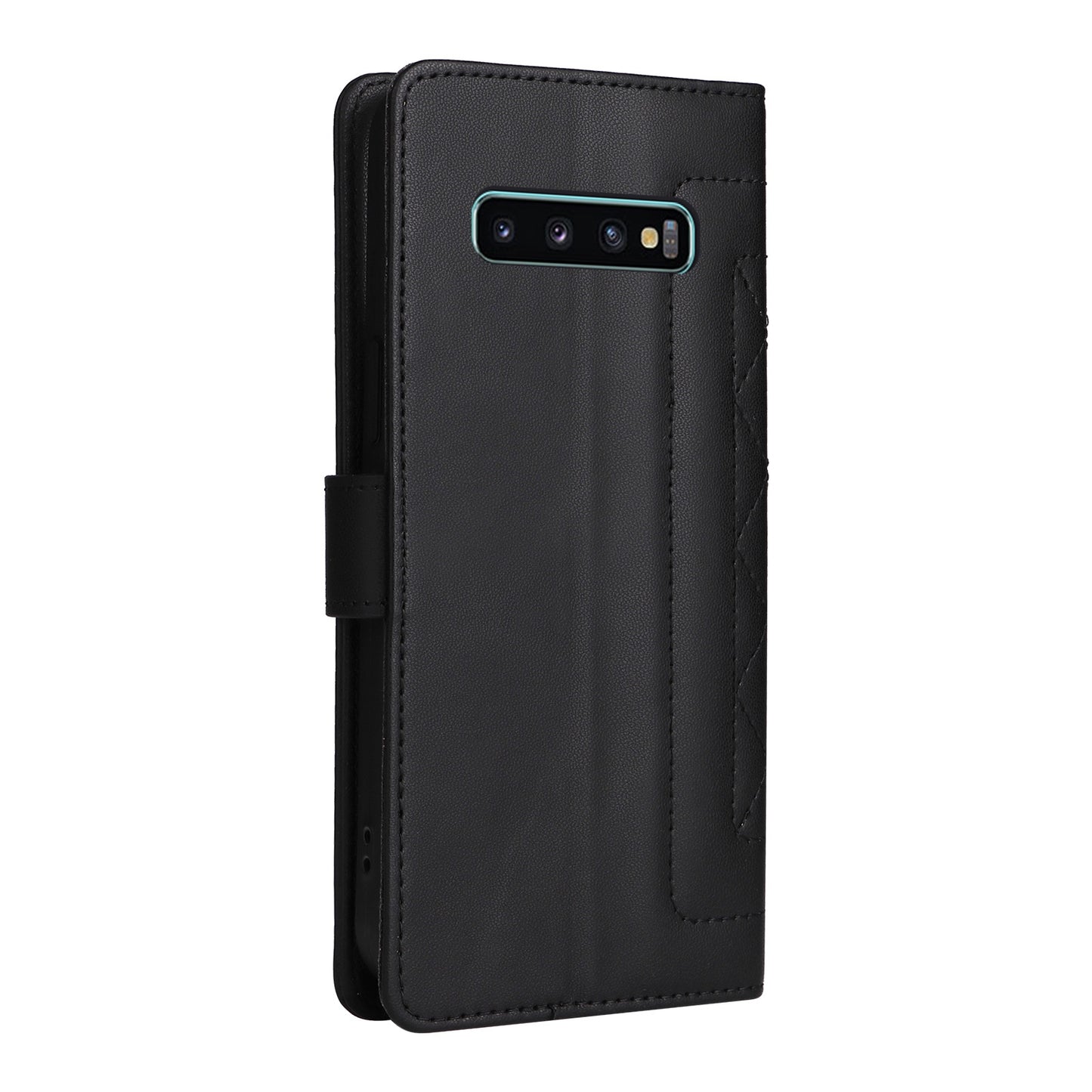 Samsung Galaxy S10+ Diamond Lattice Leather Flip Phone Case - Durable and Convenient Holder with Precision Cutouts