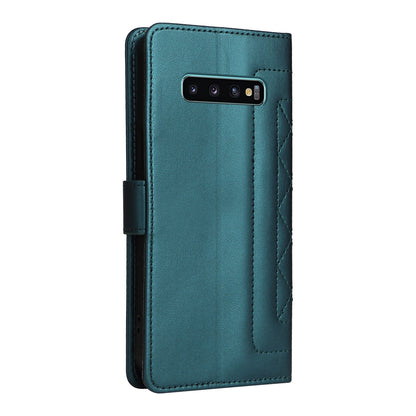 Samsung Galaxy S10+ Diamond Lattice Leather Flip Phone Case - Durable and Convenient Holder with Precision Cutouts