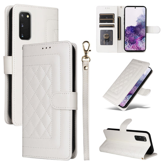 Samsung Galaxy S20 Diamond Lattice Leather Flip Phone Case - Durable and Convenient Holder with Precision Cutouts