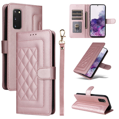 Samsung Galaxy S20 Diamond Lattice Leather Flip Phone Case - Durable and Convenient Holder with Precision Cutouts
