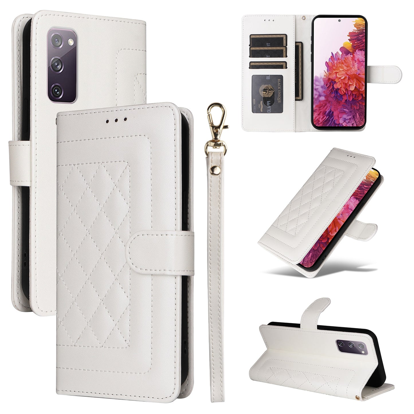 Samsung Galaxy S20 FE Diamond Lattice Leather Flip Phone Case - Durable and Convenient Holder with Precision Cutouts