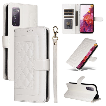 Samsung Galaxy S20 FE Diamond Lattice Leather Flip Phone Case - Durable and Convenient Holder with Precision Cutouts