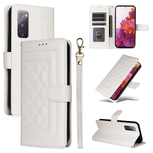 Samsung Galaxy S20 FE Diamond Lattice Leather Flip Phone Case - Durable and Convenient Holder with Precision Cutouts