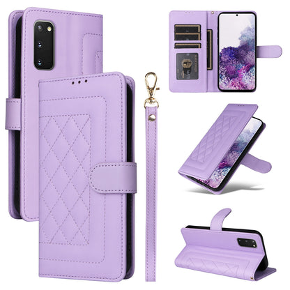 Samsung Galaxy S20 FE Diamond Lattice Leather Flip Phone Case - Durable and Convenient Holder with Precision Cutouts