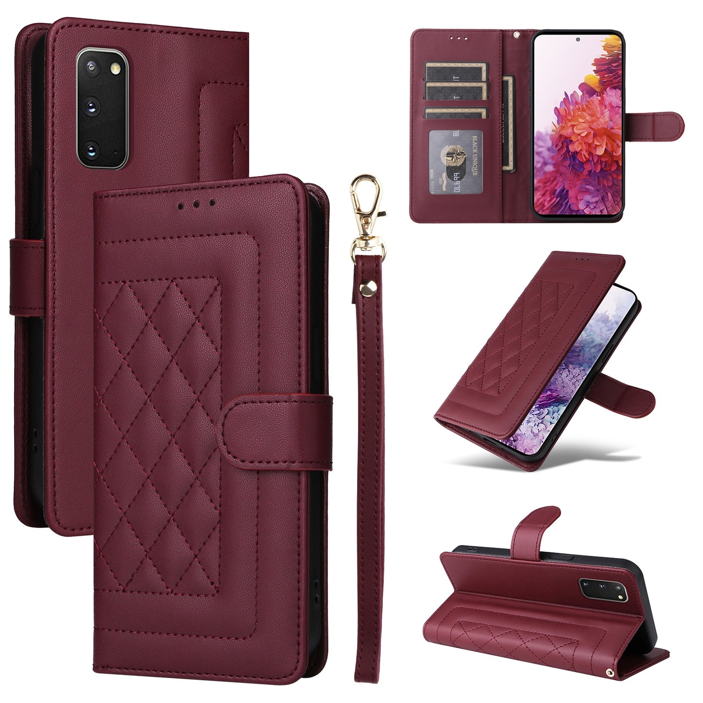Samsung Galaxy S20 FE Diamond Lattice Leather Flip Phone Case - Durable and Convenient Holder with Precision Cutouts