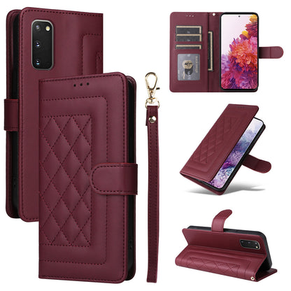 Samsung Galaxy S20 FE Diamond Lattice Leather Flip Phone Case - Durable and Convenient Holder with Precision Cutouts