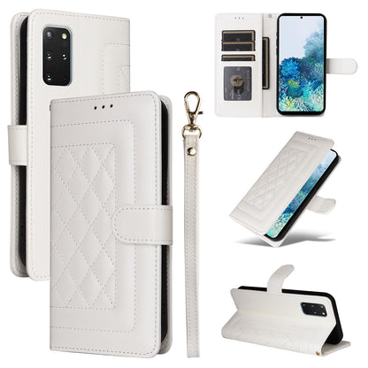 Samsung Galaxy S20+ Diamond Lattice Leather Flip Phone Case - Durable and Convenient Holder with Precision Cutouts