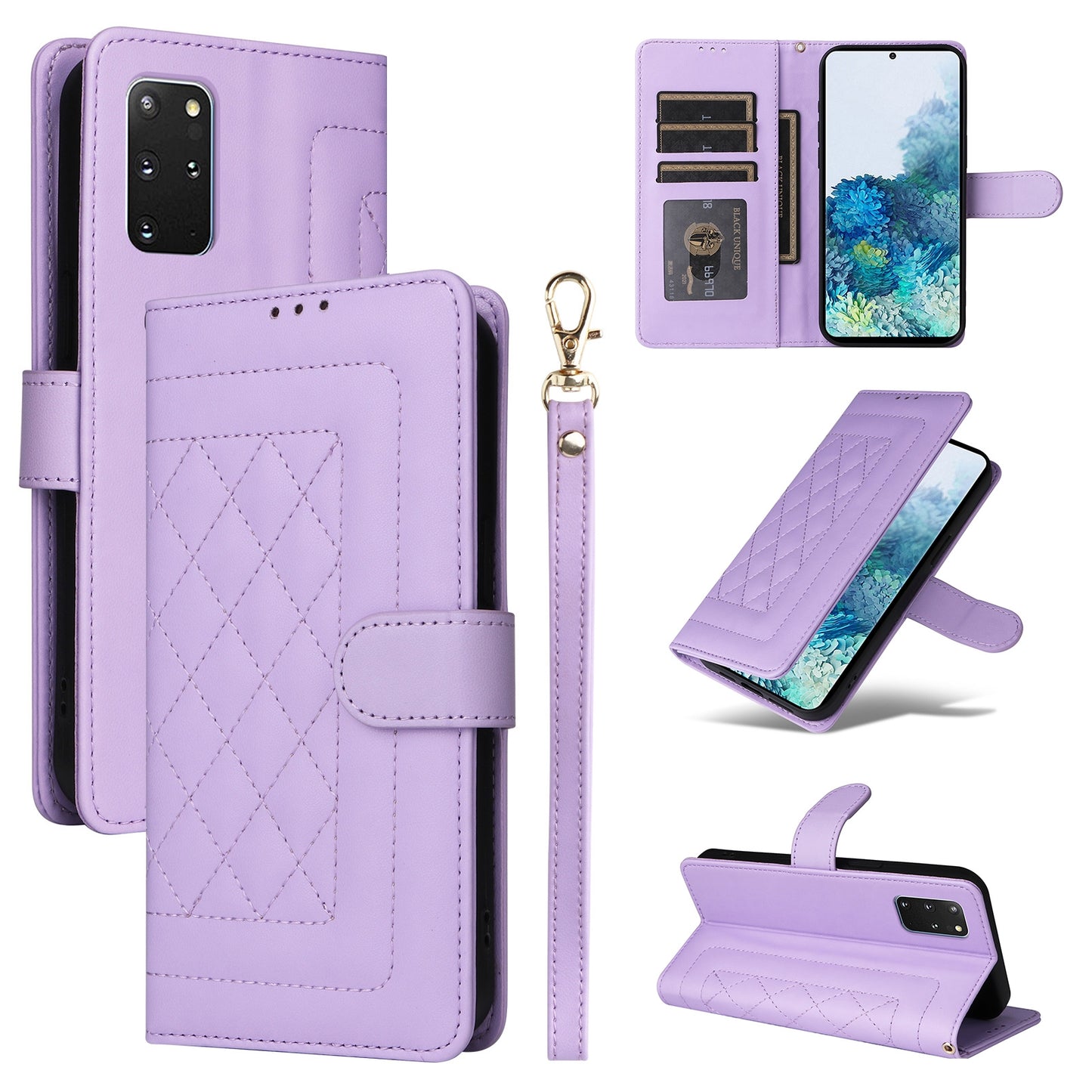 Samsung Galaxy S20+ Diamond Lattice Leather Flip Phone Case - Durable and Convenient Holder with Precision Cutouts