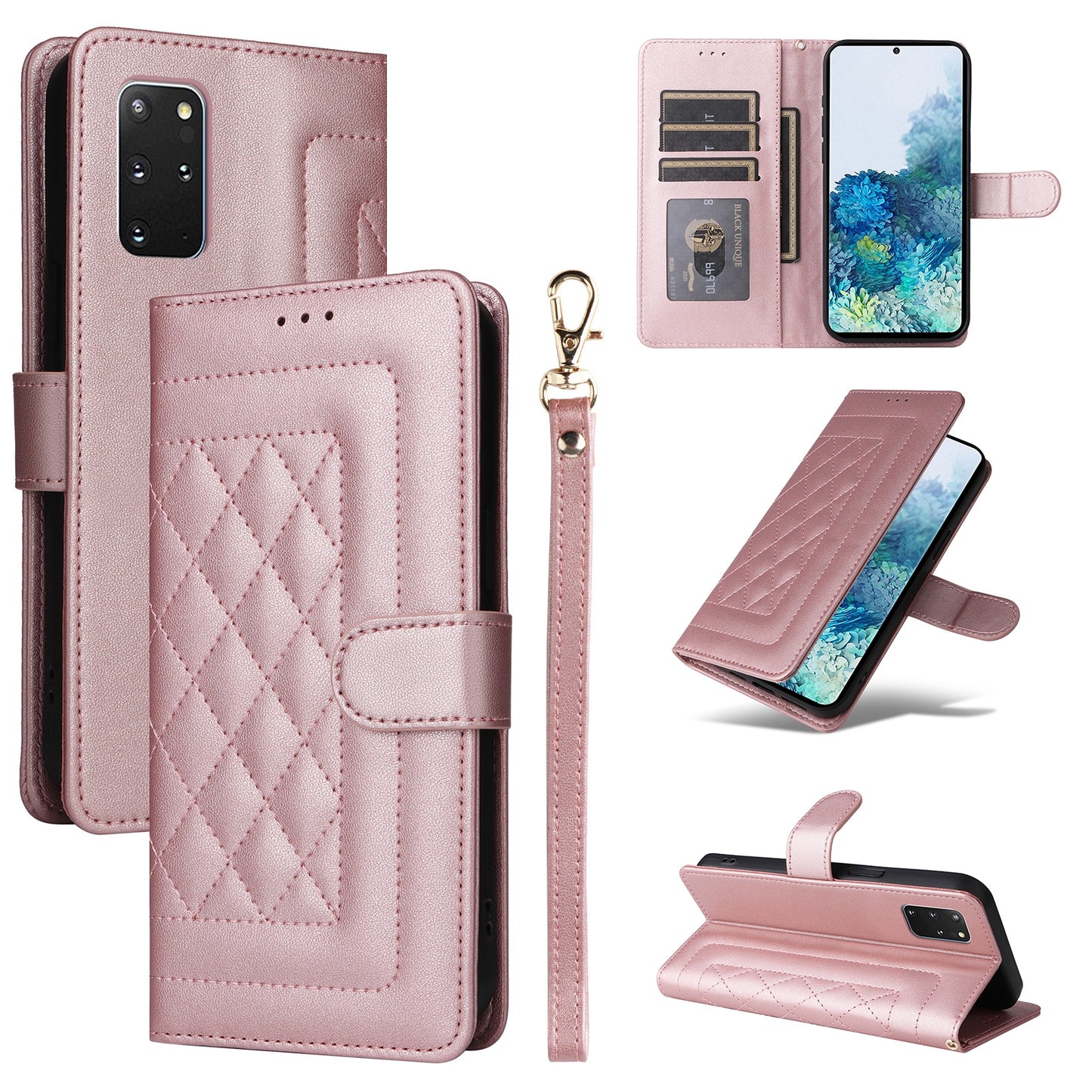 Samsung Galaxy S20+ Diamond Lattice Leather Flip Phone Case - Durable and Convenient Holder with Precision Cutouts