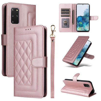 Samsung Galaxy S20+ Diamond Lattice Leather Flip Phone Case - Durable and Convenient Holder with Precision Cutouts