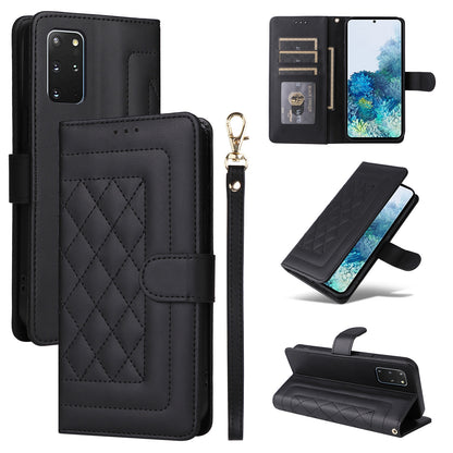 Samsung Galaxy S20+ Diamond Lattice Leather Flip Phone Case - Durable and Convenient Holder with Precision Cutouts