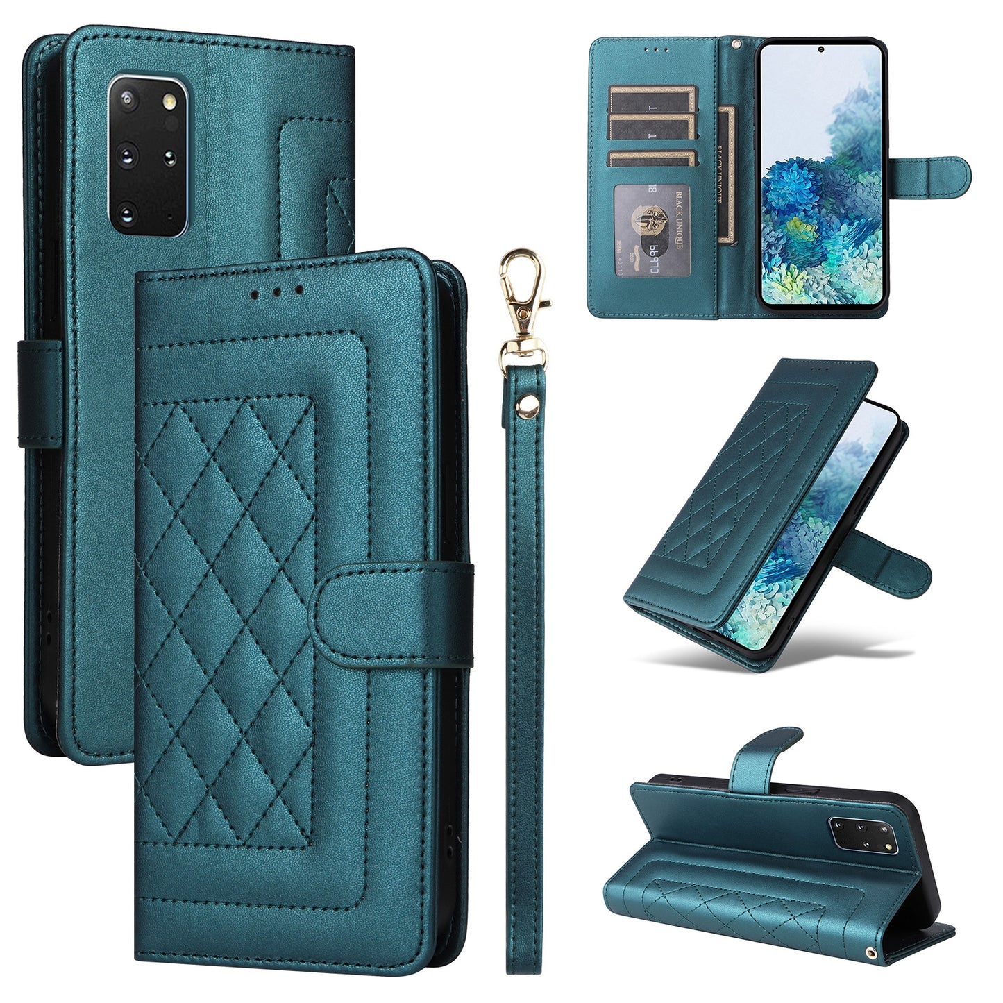 Samsung Galaxy S20+ Diamond Lattice Leather Flip Phone Case - Durable and Convenient Holder with Precision Cutouts