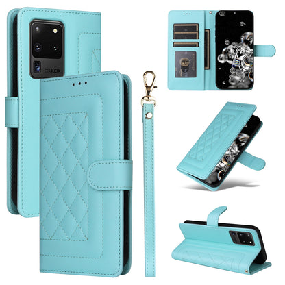 Samsung Galaxy S20 Ultra Diamond Lattice Leather Flip Phone Case - Durable and Convenient Holder with Precision Cutouts