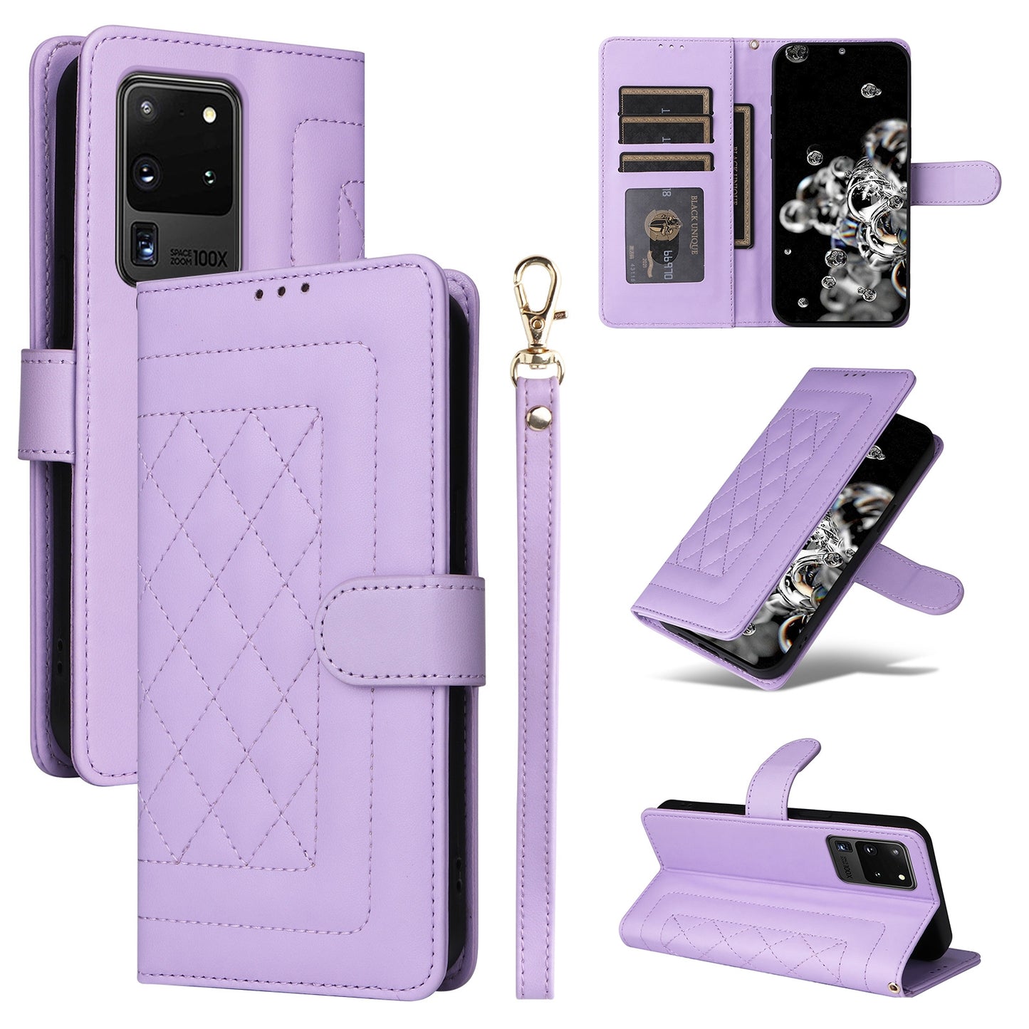 Samsung Galaxy S20 Ultra Diamond Lattice Leather Flip Phone Case - Durable and Convenient Holder with Precision Cutouts