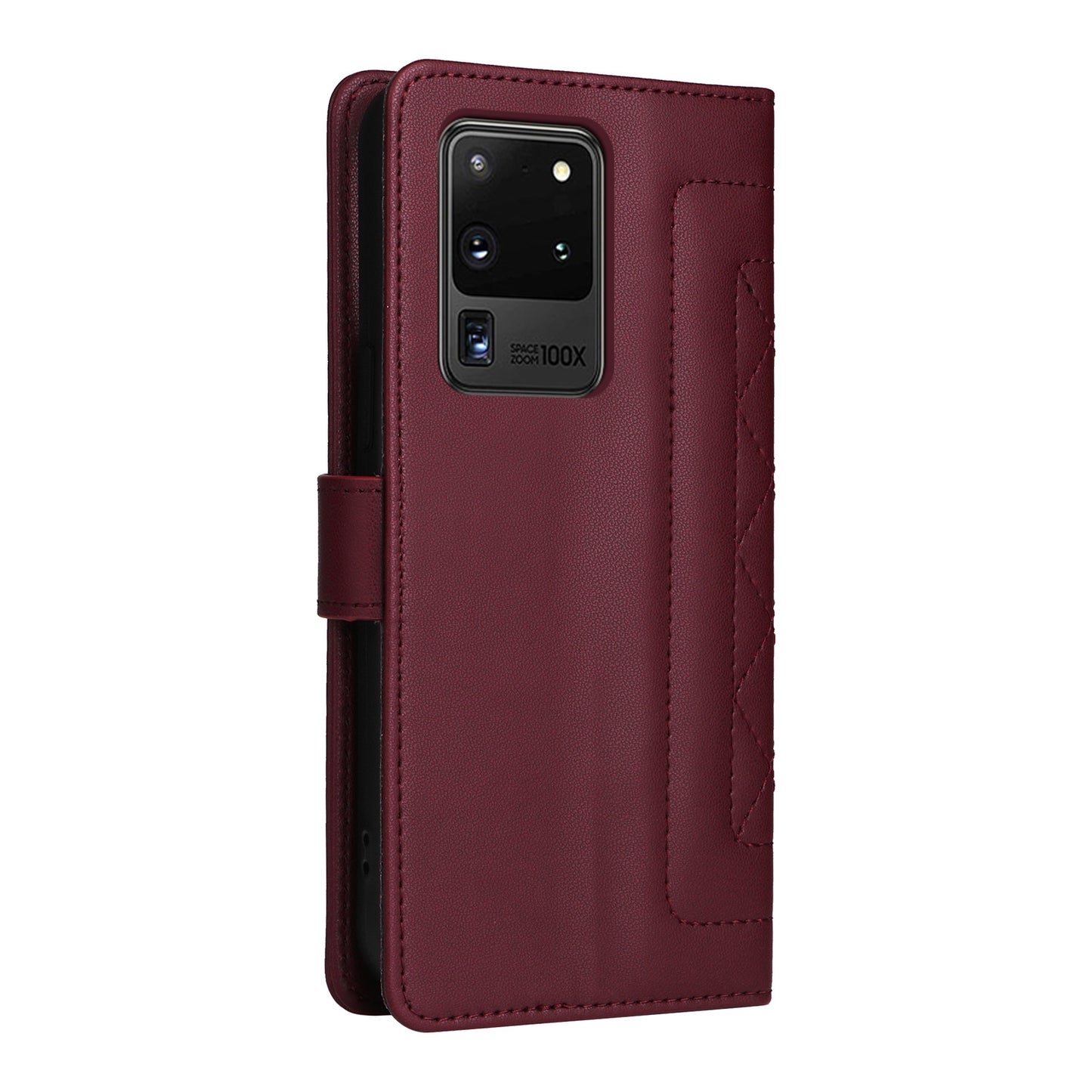 Samsung Galaxy S20 Ultra Diamond Lattice Leather Flip Phone Case - Durable and Convenient Holder with Precision Cutouts