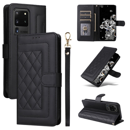 Samsung Galaxy S20 Ultra Diamond Lattice Leather Flip Phone Case - Durable and Convenient Holder with Precision Cutouts