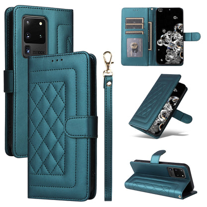 Samsung Galaxy S20 Ultra Diamond Lattice Leather Flip Phone Case - Durable and Convenient Holder with Precision Cutouts