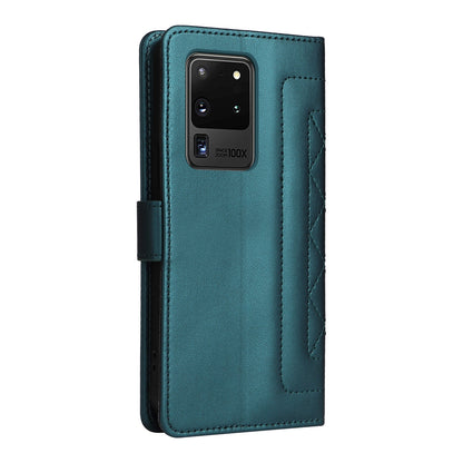 Samsung Galaxy S20 Ultra Diamond Lattice Leather Flip Phone Case - Durable and Convenient Holder with Precision Cutouts