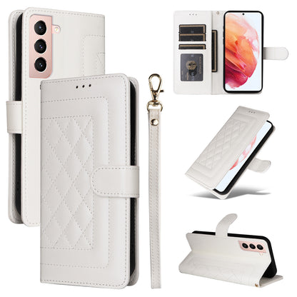 Samsung Galaxy S21 5G Diamond Lattice Leather Flip Phone Case - Durable and Convenient Holder with Precision Cutouts