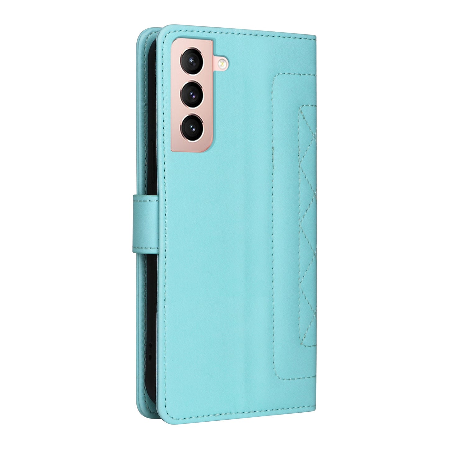 Samsung Galaxy S21 5G Diamond Lattice Leather Flip Phone Case - Durable and Convenient Holder with Precision Cutouts