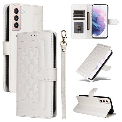 Samsung Galaxy S21+ 5G Diamond Lattice Leather Flip Phone Case - Durable and Convenient Holder with Precision Cutouts