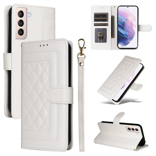 Samsung Galaxy S21+ 5G Diamond Lattice Leather Flip Phone Case - Durable and Convenient Holder with Precision Cutouts