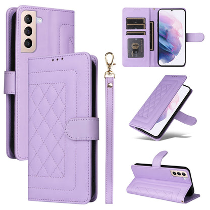 Samsung Galaxy S21+ 5G Diamond Lattice Leather Flip Phone Case - Durable and Convenient Holder with Precision Cutouts