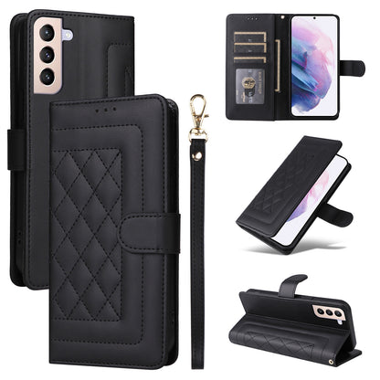 Samsung Galaxy S21+ 5G Diamond Lattice Leather Flip Phone Case - Durable and Convenient Holder with Precision Cutouts