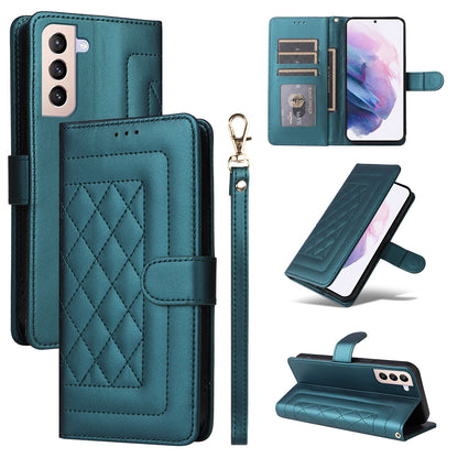 Samsung Galaxy S21+ 5G Diamond Lattice Leather Flip Phone Case - Durable and Convenient Holder with Precision Cutouts