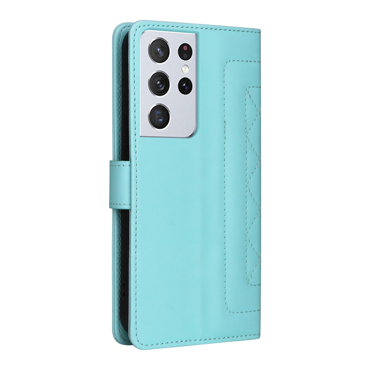 Samsung Galaxy S21 Ultra 5G Diamond Lattice Leather Flip Phone Case - Durable and Convenient Holder with Precision Cutouts