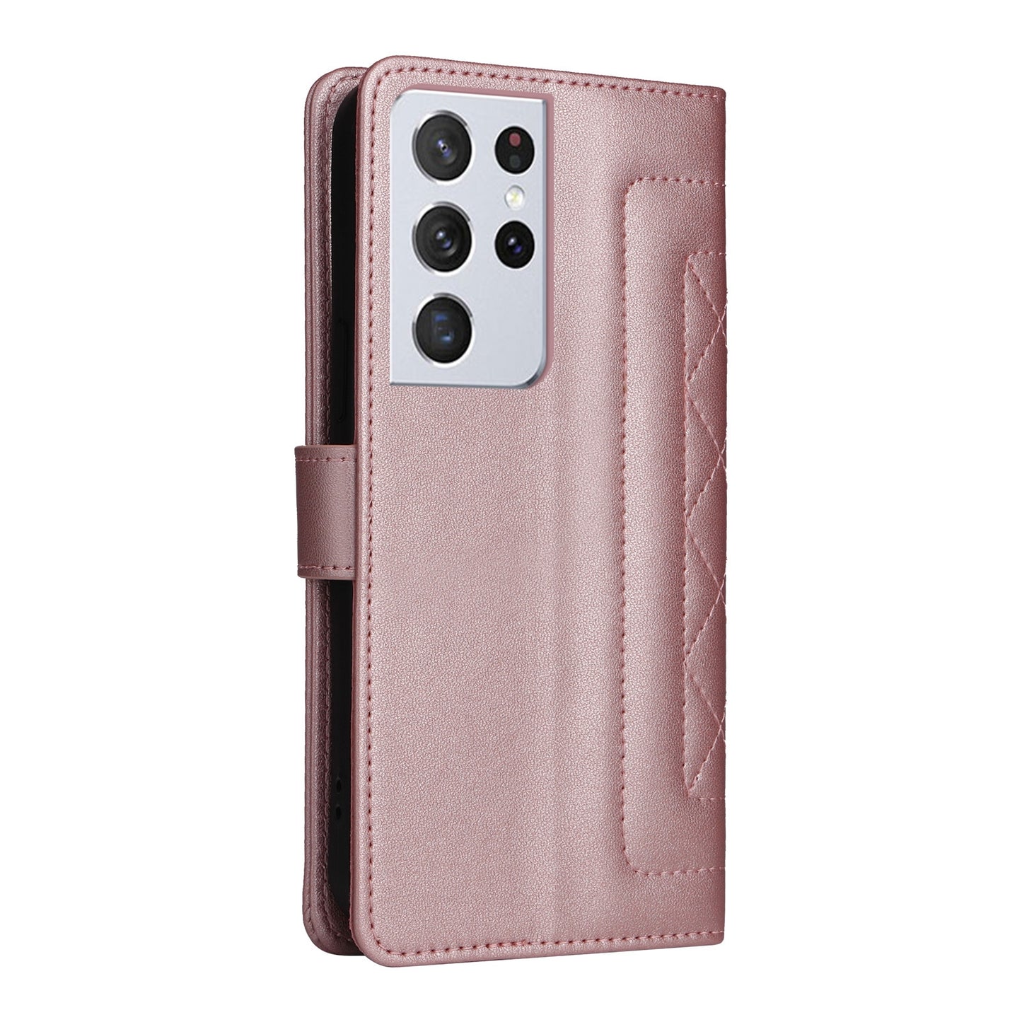 Samsung Galaxy S21 Ultra 5G Diamond Lattice Leather Flip Phone Case - Durable and Convenient Holder with Precision Cutouts