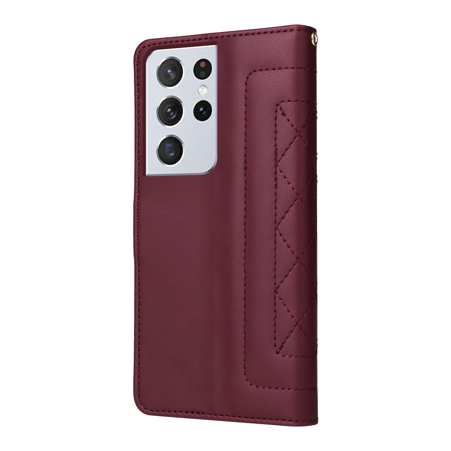Samsung Galaxy S21 Ultra 5G Diamond Lattice Leather Flip Phone Case - Durable and Convenient Holder with Precision Cutouts