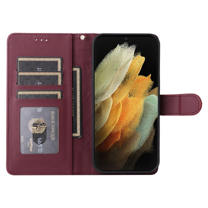 Samsung Galaxy S21 Ultra 5G Diamond Lattice Leather Flip Phone Case - Durable and Convenient Holder with Precision Cutouts