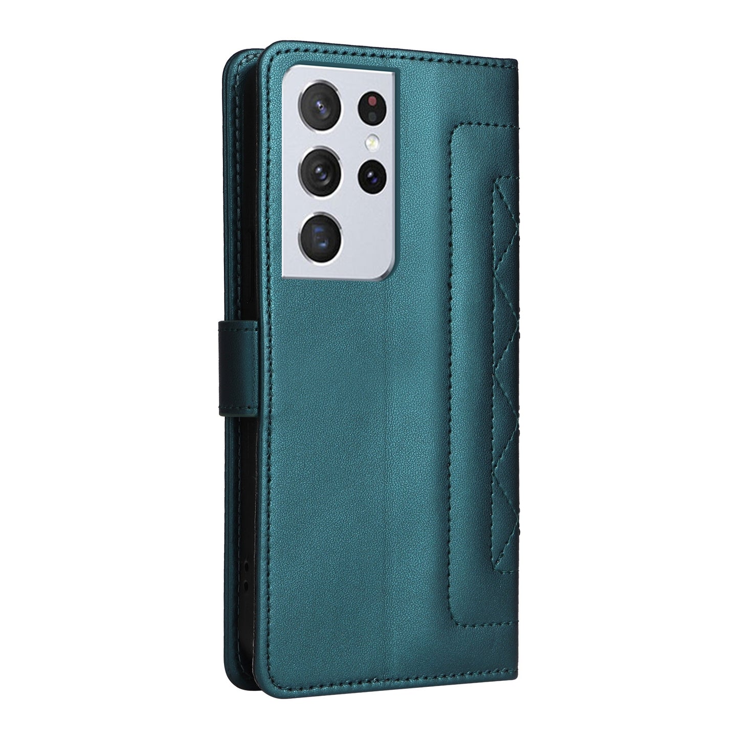 Samsung Galaxy S21 Ultra 5G Diamond Lattice Leather Flip Phone Case - Durable and Convenient Holder with Precision Cutouts