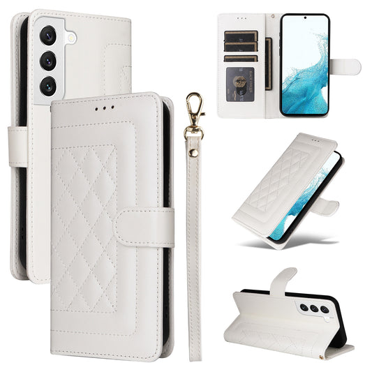 Samsung Galaxy S22 5G Diamond Lattice Leather Flip Phone Case - Durable and Convenient Holder with Precision Cutouts