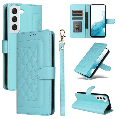 Samsung Galaxy S22 5G Diamond Lattice Leather Flip Phone Case - Durable and Convenient Holder with Precision Cutouts