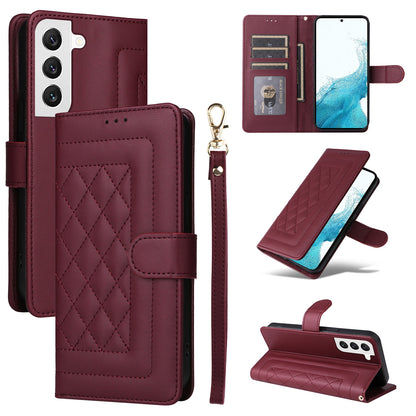 Samsung Galaxy S22 5G Diamond Lattice Leather Flip Phone Case - Durable and Convenient Holder with Precision Cutouts